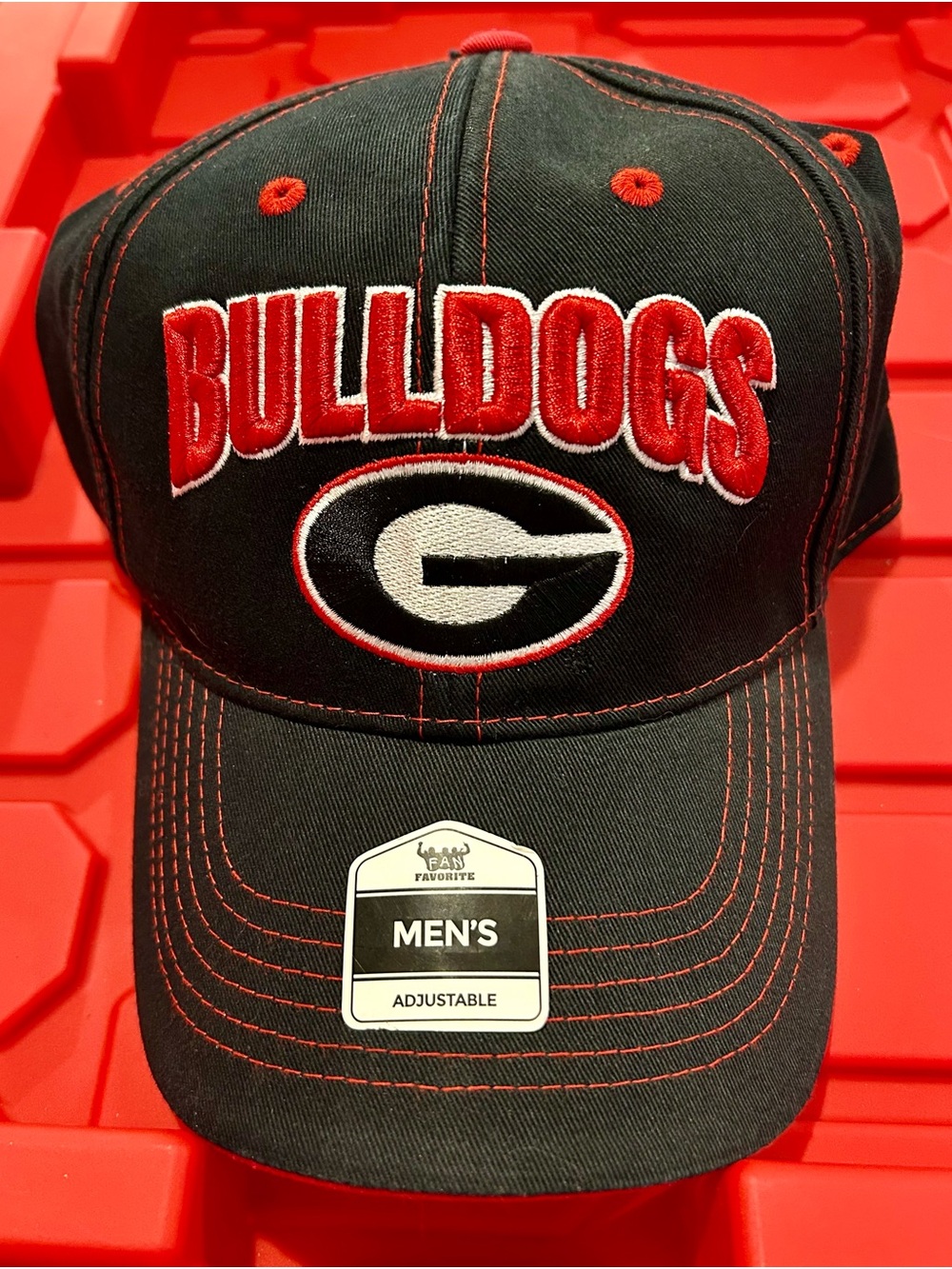 Bulldogs Embroidered Men's Adjustable Cap - Black & Red NWT